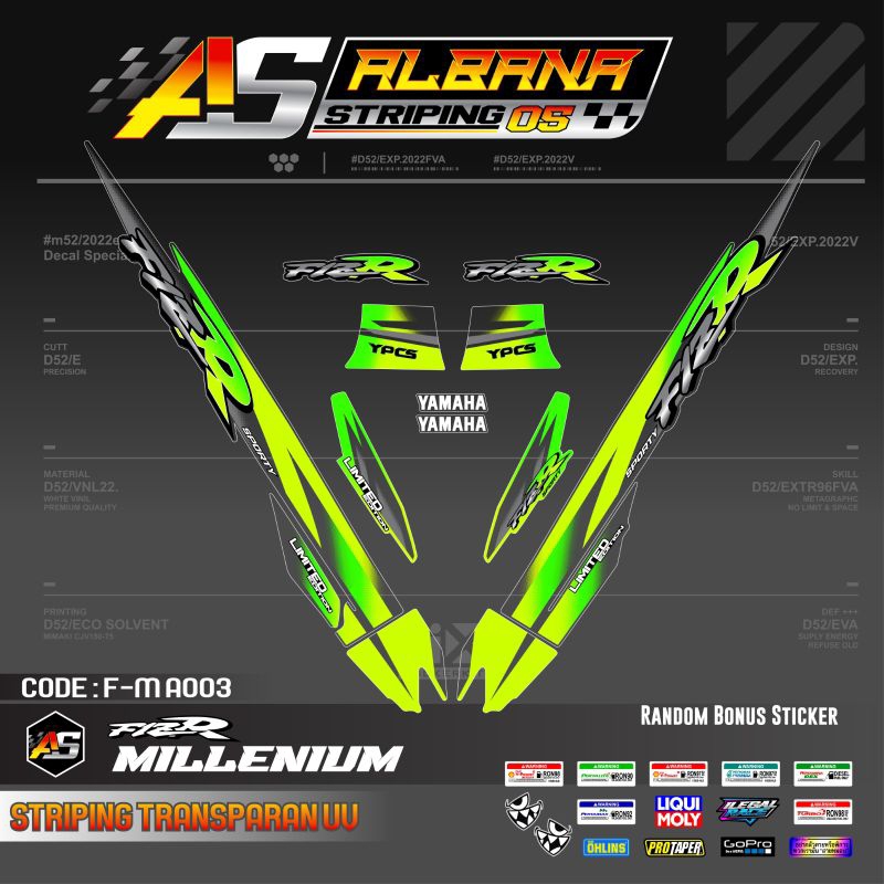 DEKAL STICKER YAMAHA F1ZR MILLENIUM/STRIPING F1ZR SS TWO/SS 110 TRANSPARAN
