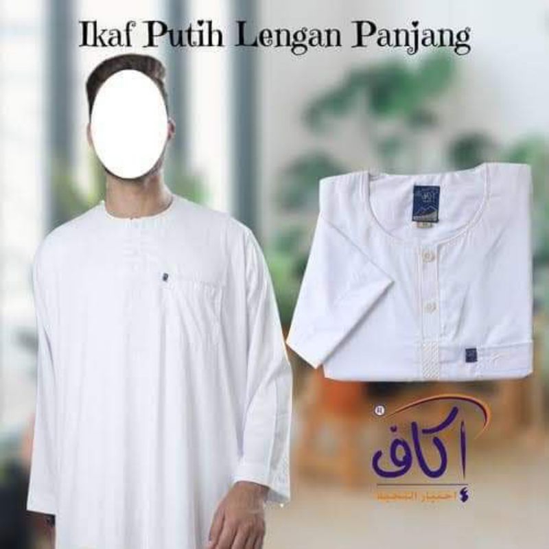 Jubah Gamis Pria Dewasa Lelaki IKAF Laki PUTIH Lengan Panjang Original Arab Saudi Polyester 52 54 56