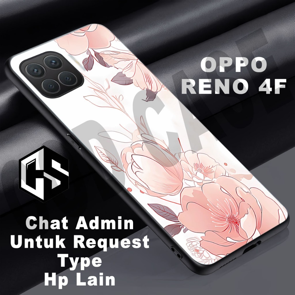 (COD 121) Softcase glossy kilau untuk type Hp OPPO RENO 4F / Motif Bunga/case oppo reno 4f/casing op