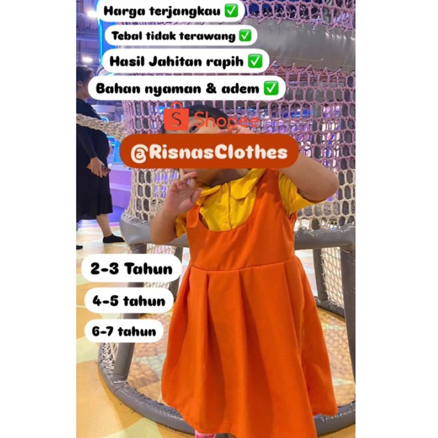 TERMURAH | BAJU BONEKA SQUID GAME ANAK PEREMPUAN | KOSTUM SQUID GAME | SERAGAM SQUID GAME | KOSTUM S