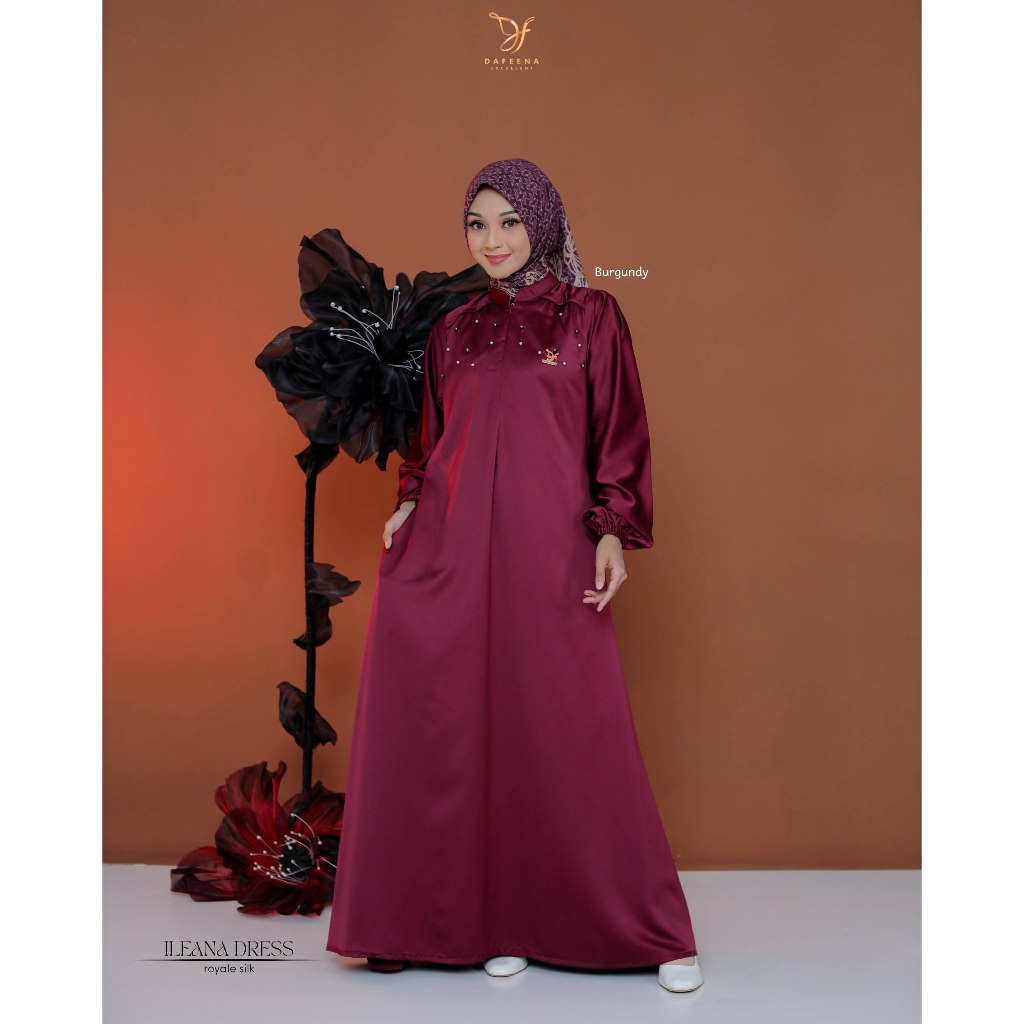 Ileana Dress By Dafeena Excellent Gamis Wanita Silk Gamis Mewah Satin