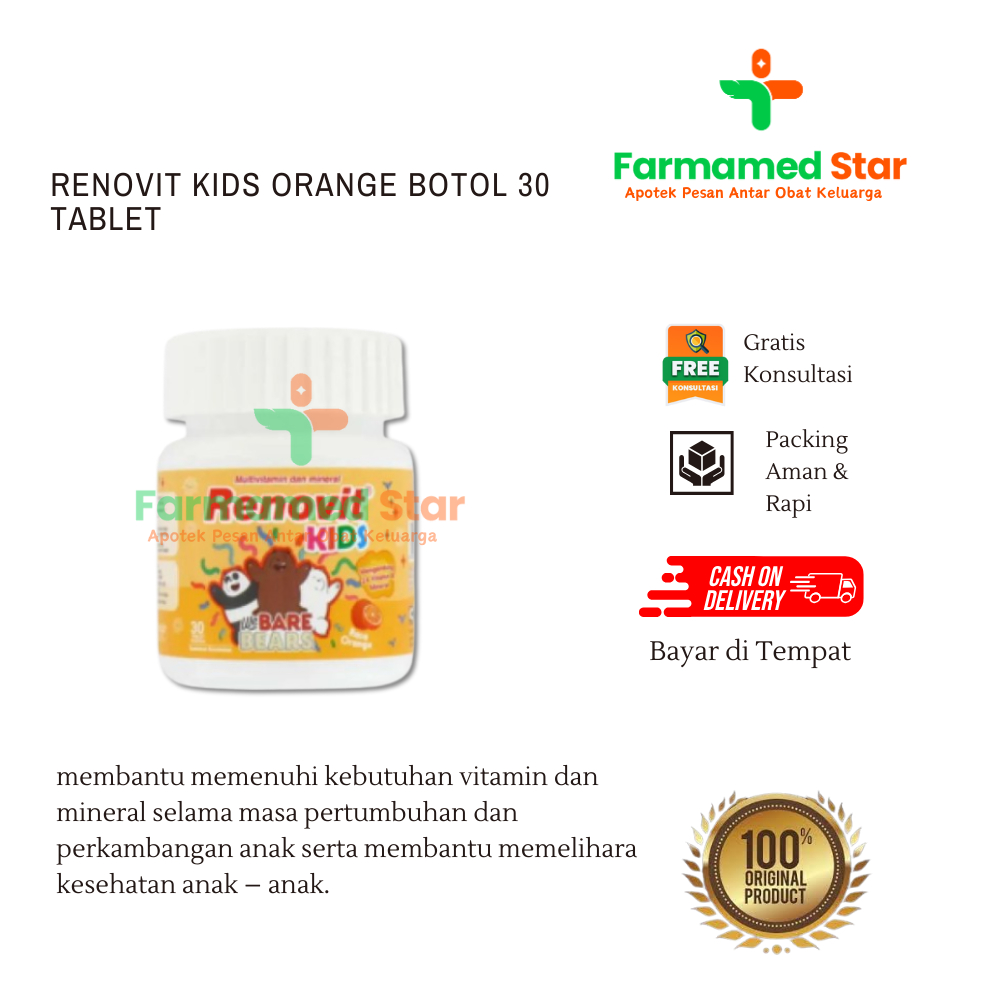 RENOVIT KIDS ORANGE BOTOL 30 TABLET