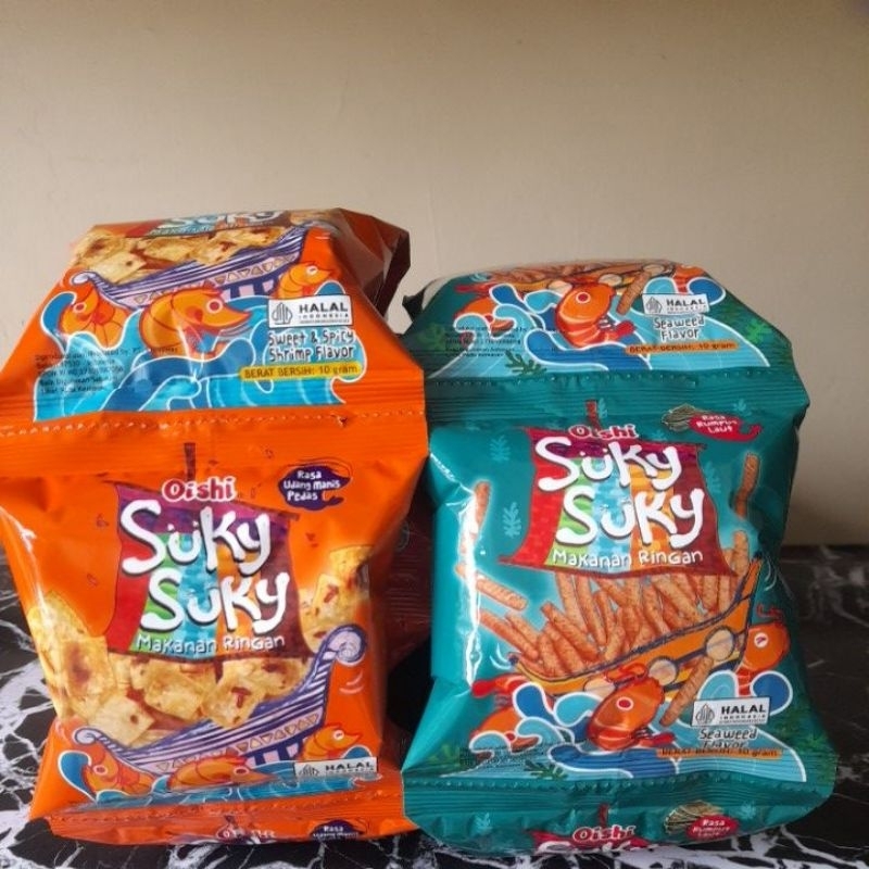 

Snack Oishi Suky Suky (Udang Manis Pedas, Rumput Laut) (isi 10)