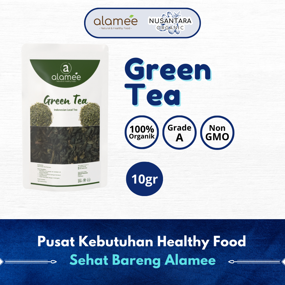 

ALAMEE 10gr Teh Hijau Green Tea Organic Kering Organik Greentea Minuman Herbal