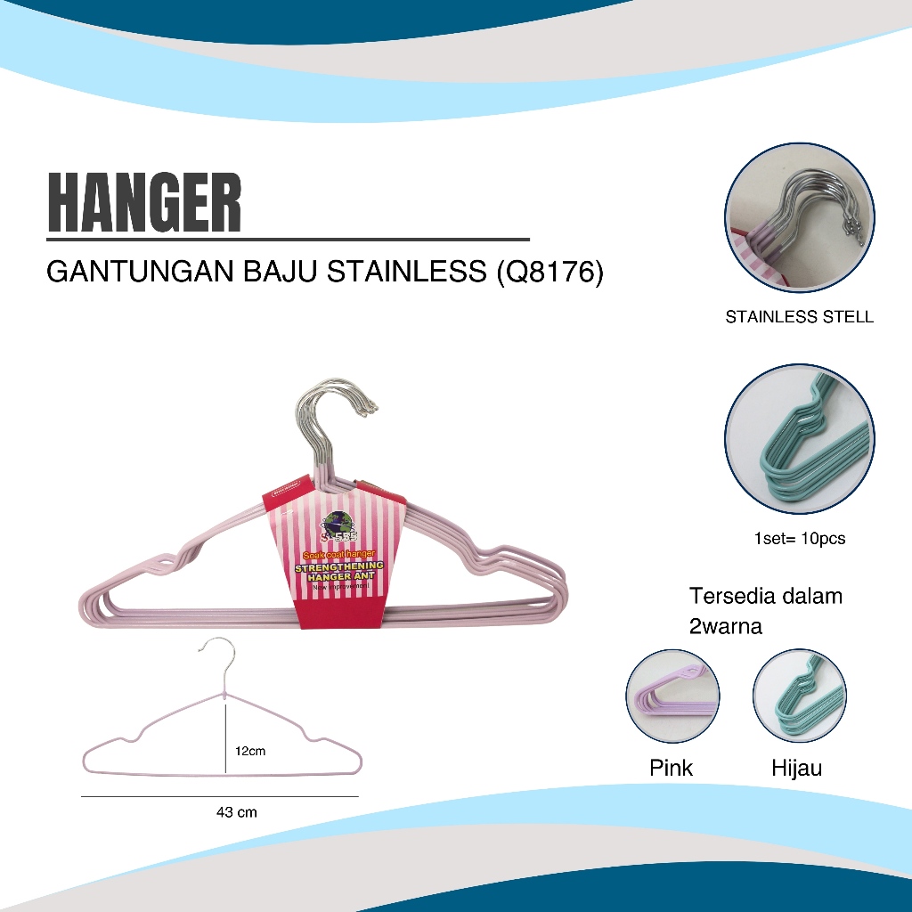 Hanger Baju Lusin / Hanger Serbaguna /Hanger Lusinan / Haanger Stainless ISI 10 QM8176