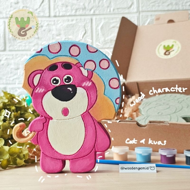 

DIY Wood Character Painting Kit Hampers Souvenir Anak Mewarnai Melukis Kayu Karakter Lotso Payung| Woodengem