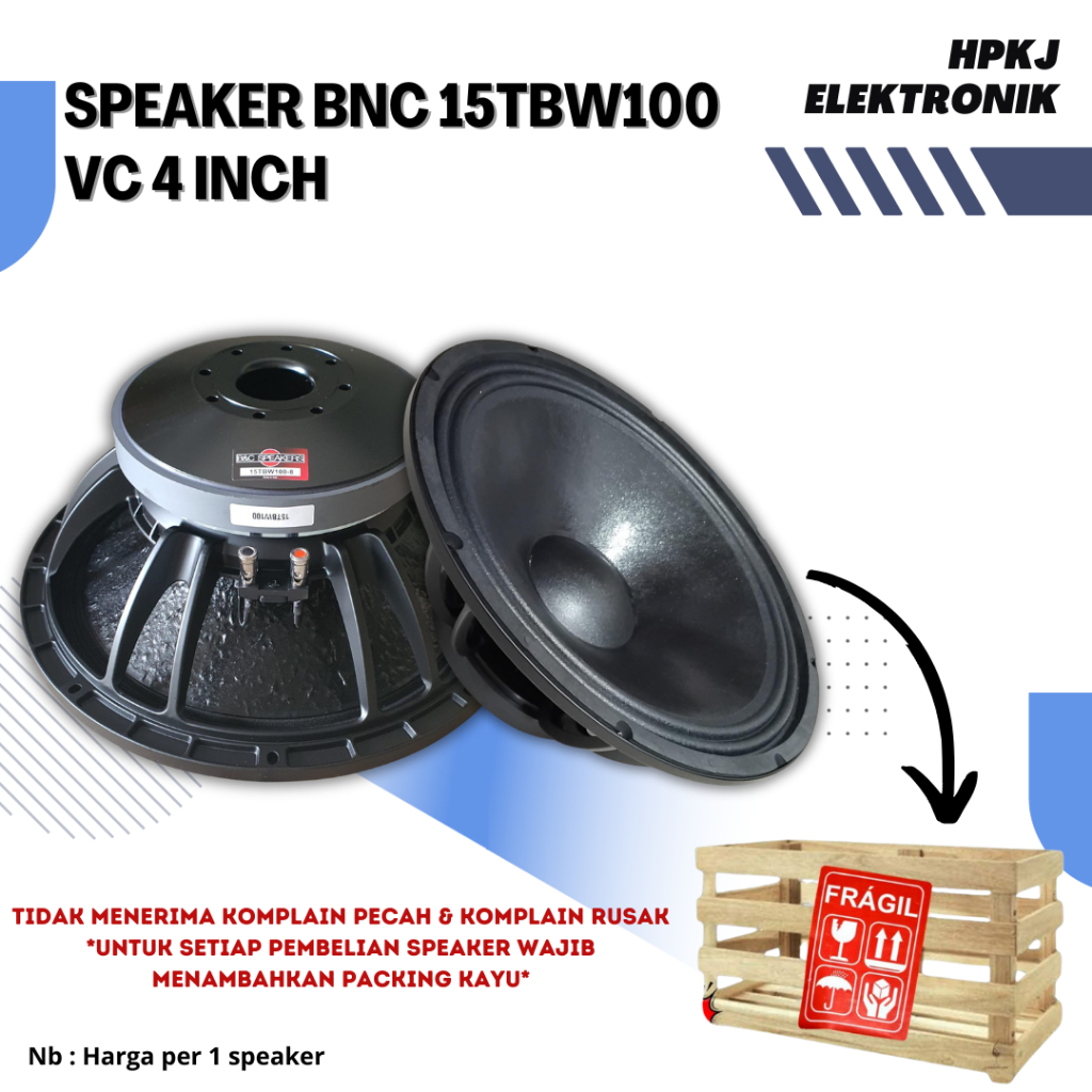 SPEAKER KOMPONEN B&C 15TBW100 VOICE COIL 4INCH speaker15inch bnc 15tbw100 VC 4 Inch