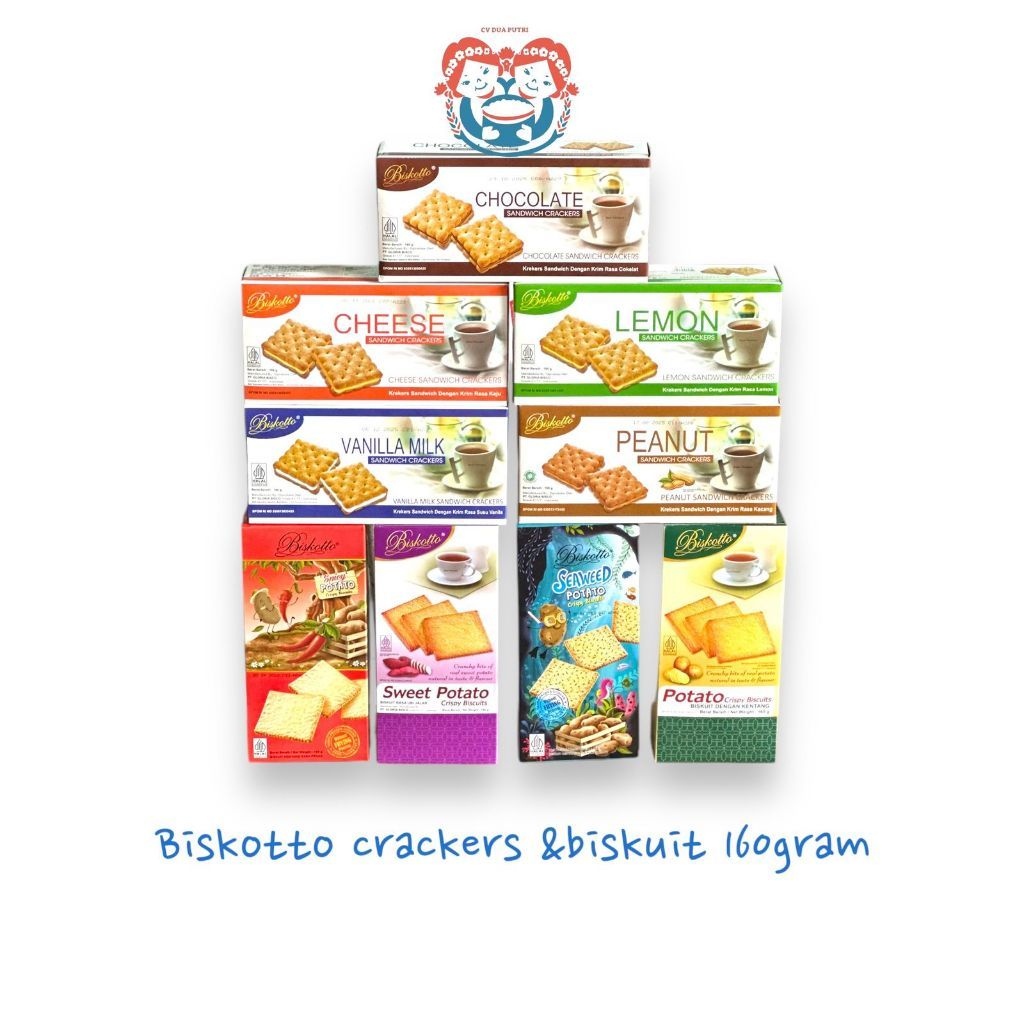 

biskitop biskotto potato crispy biskuit / biskotto cream sandwich/kue hampers / kue hajatan 160gr (Kemasan Dus isi 18)