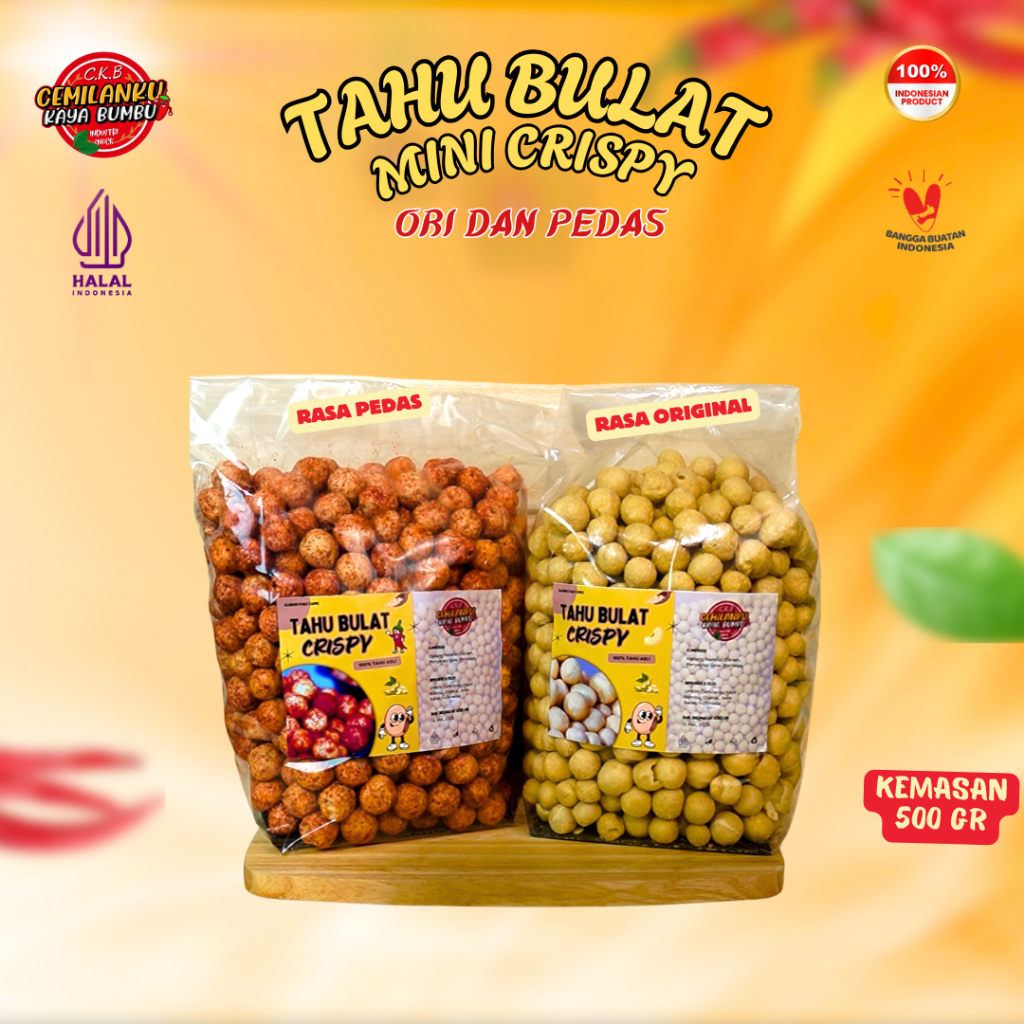 

Cemilanku - 500GR Tahu Bulat Crispy Mini Rasa original dan Rasa Pedas