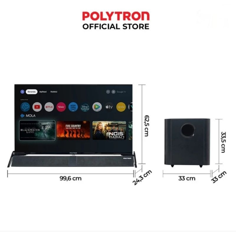 ID LED TV POLYTRON 43 INCH SOUND BAR SMART ANDROID GOOGLE DIGITAL TV BERGARANSI RESMI 5 TAHUN