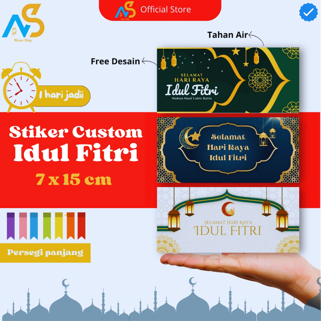

7cm x 15cm - Stiker Persegi Panjang Idul Fitri - Sticker Toples - Stiker Kemasan Parcel - Sticker Hampers - Stiker Toples Idul Fitri - Premium quality