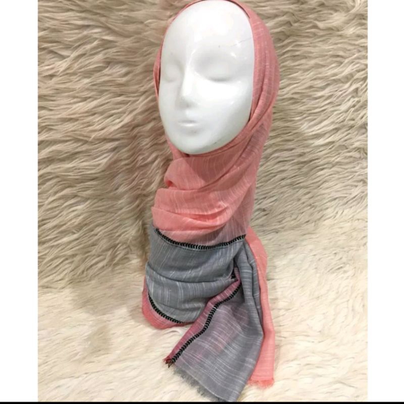 Pashmina Arka C&Z Long Scarf by Lenn Wang Motif dua warna gradasi uk 80x180 cm bahan katun