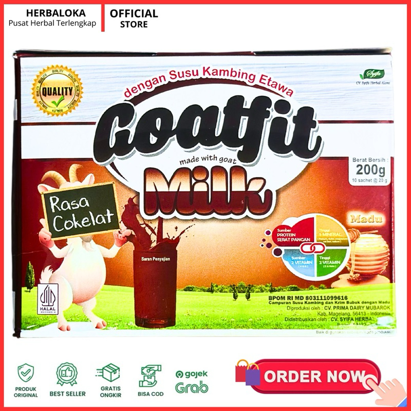 

BPOM Susu Kambing Etawa GOATFIT MILK COKLAT SACHET ISI 10 Sachet