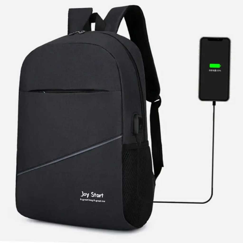 Backpack Pria Wanita Tas Ransel Tas Laptop Punggung USB Slot Joy Start