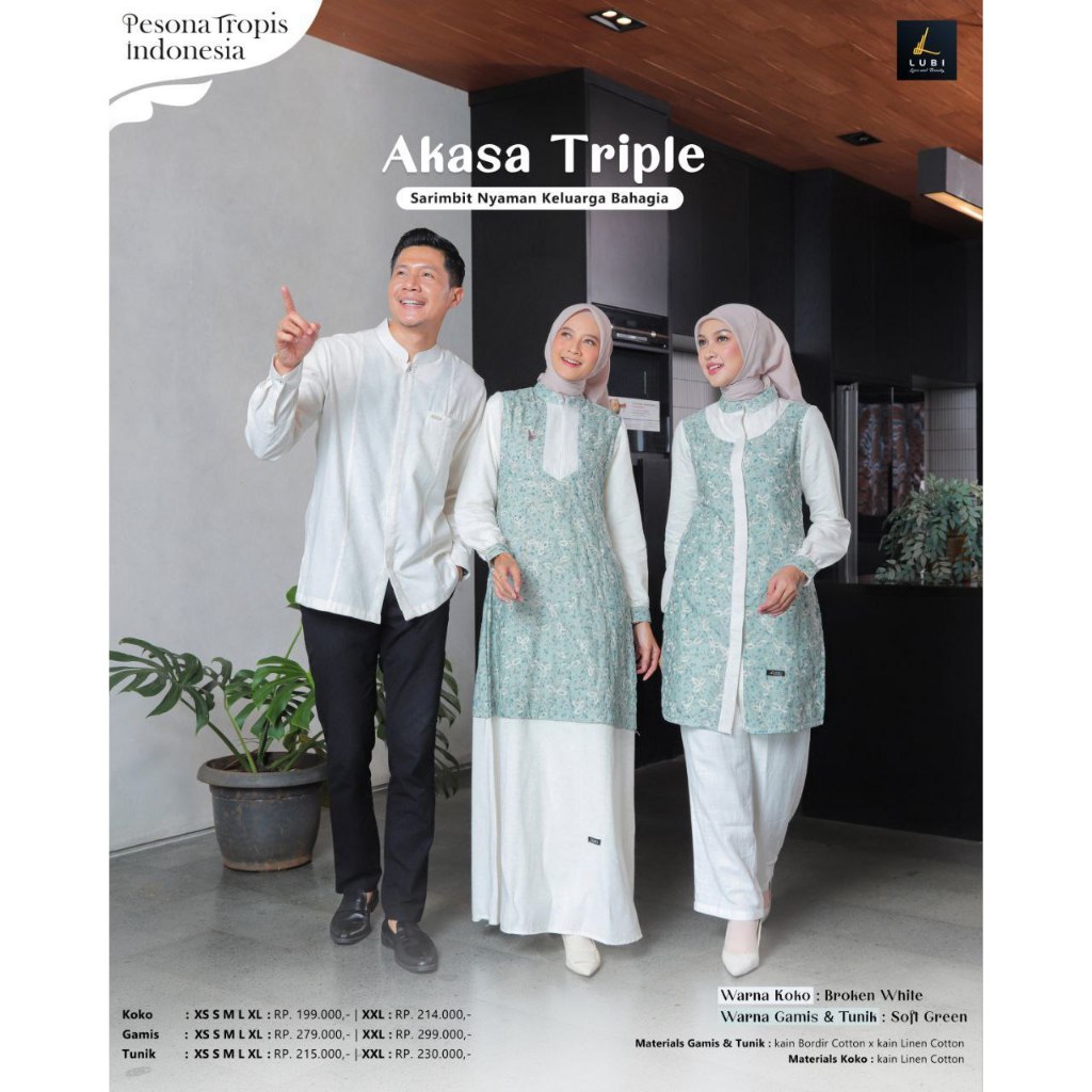 TRIPLE LUBI AKASA BAHAN BORDIR COTTON MIX LINEN COTTON