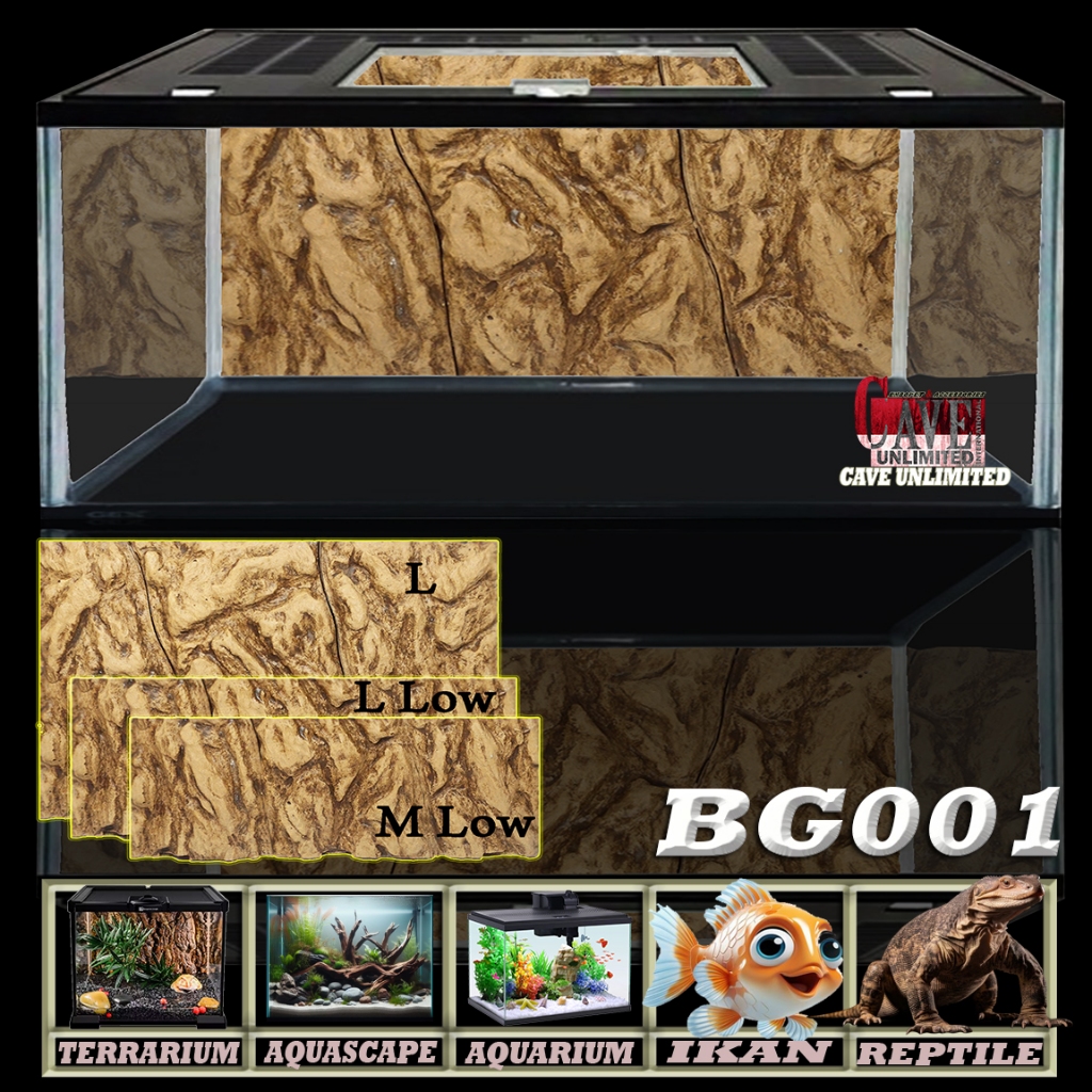 BG001 BACKGROUND 3D AQUARIUM REPTILE BACKDROP DEKORASI TERRARIUM AQUASCAPE HIASAN LATAR BELAKANG AKS