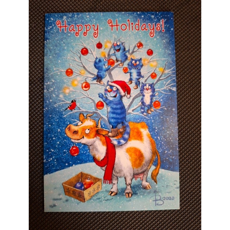 

Kartu pos Kucing Bluecat/happy holiday bluecat postcard