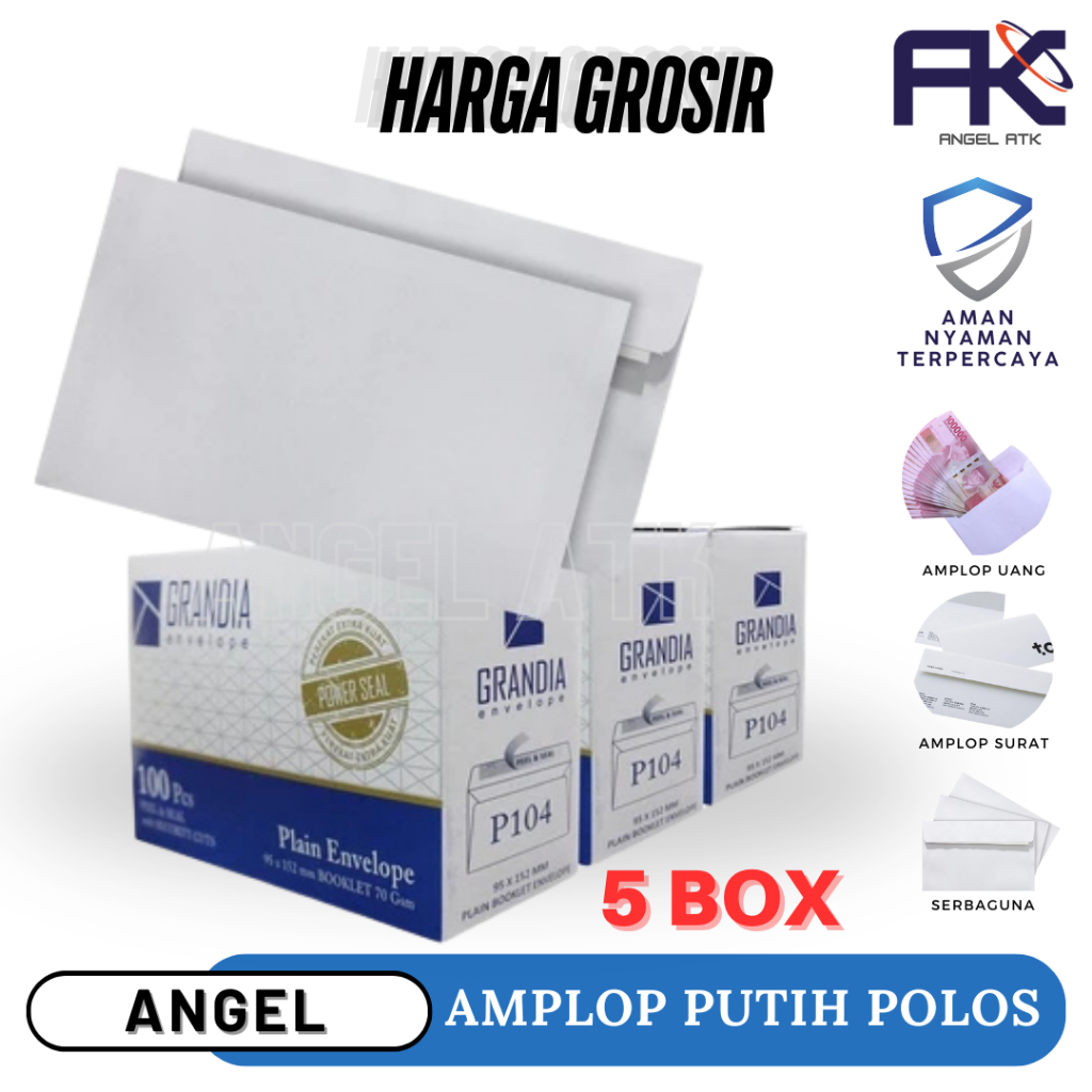 

Paket 5 Box Amplop Polos / Amplop Grandia / Amplop Kondangan / Amplop Uang / Amplop Lem / High Quality / Murah Meriah / Bayar di Rumah / Atk Blessing