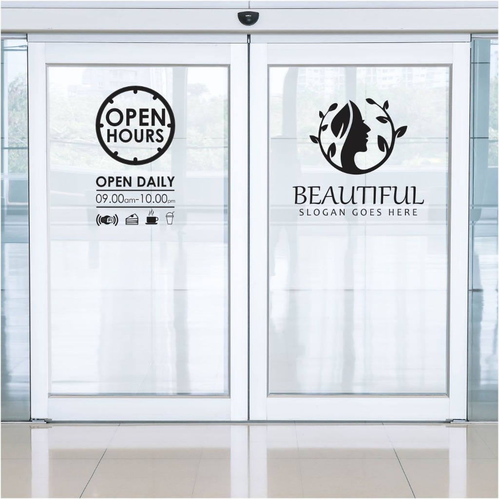 Stiker Kaca Jendela dan Pintu Transparan Doff Buram Untuk Usaha / Toko / Rumah / Kantor (Bisa Custom