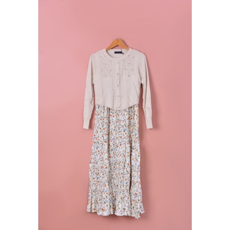 gamis plisket kombinasi rajut