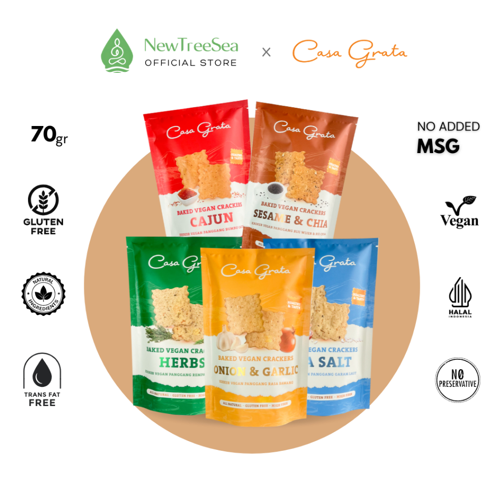 

Baked Vegan Crackers by Casa Grata 70 gram - Snack Vegan/Snack Gluten Free