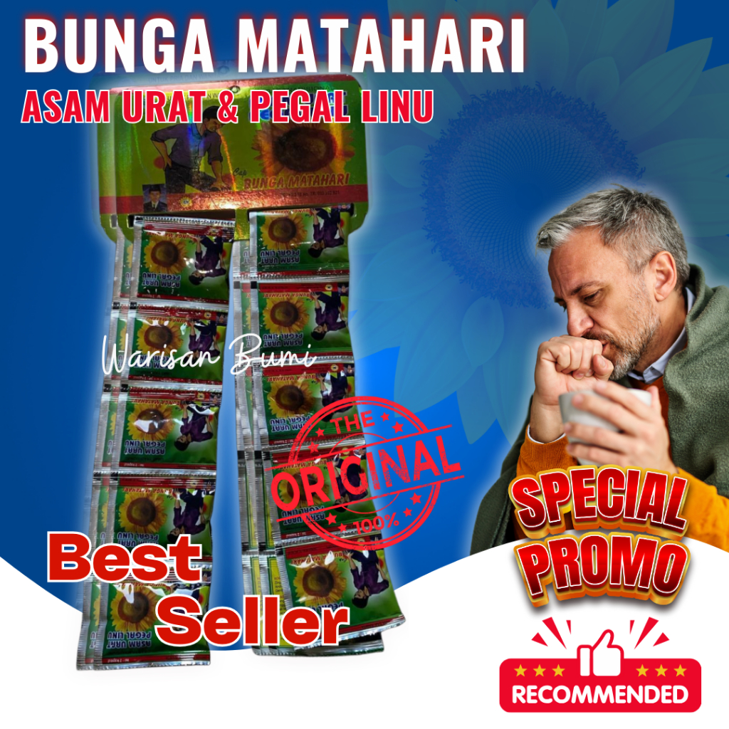 

BUNGA MATAHARI KAPSUL ISI 20 SASET ORIGINAL ASAM URAT PEGAL LINU