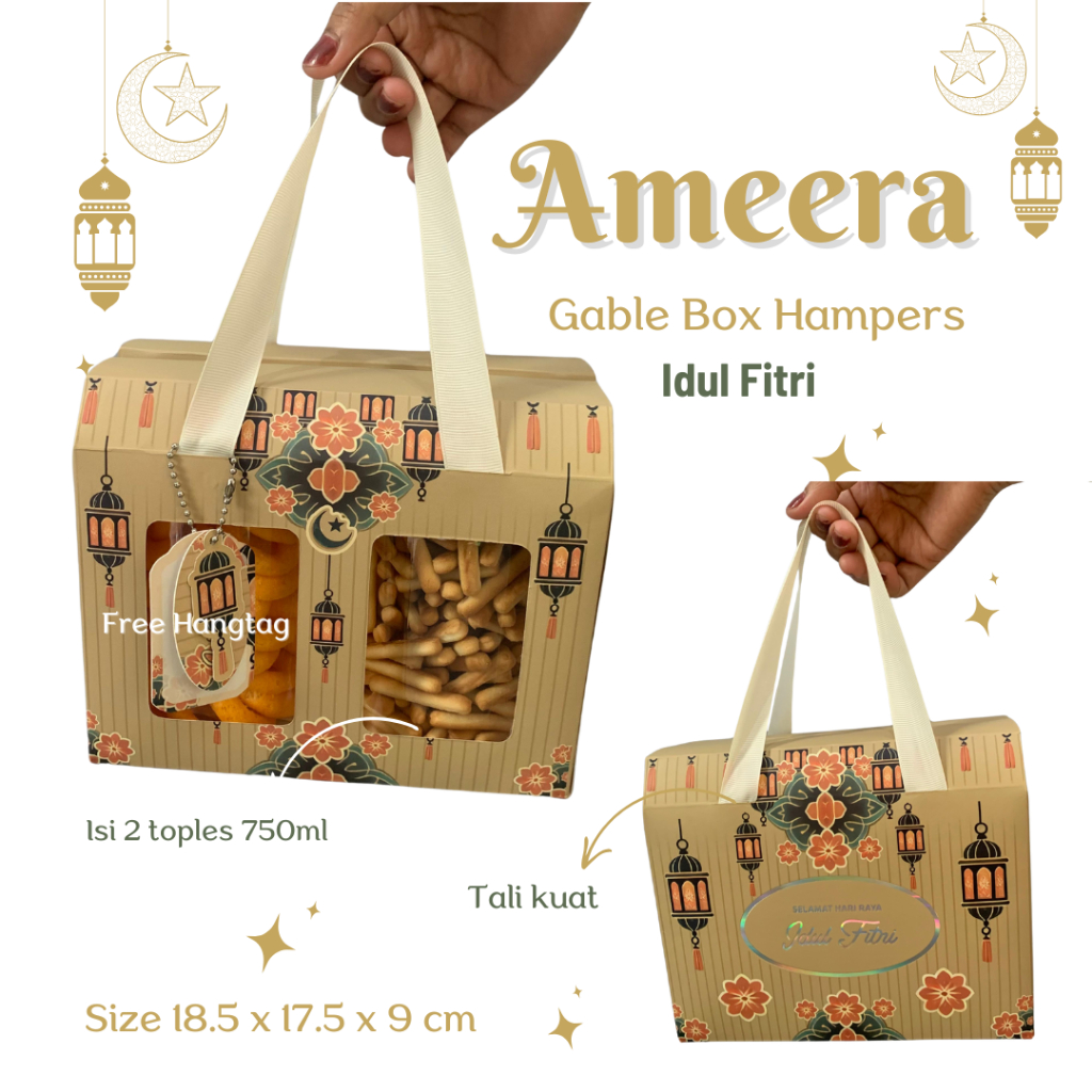 

[READY STOCK] Ameera Gable Box Tas Lebaran Tali Jinjing Box Hampers Kue Idul Fitri Toples Tabung