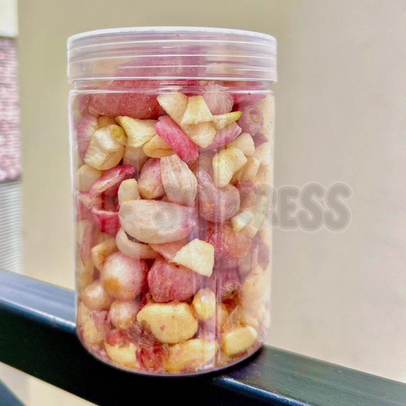 

Maknyuss1 Snack Keripik Mix Bawang Putih, Bawang Merah, Bawang Bombay Toples 750 Ml