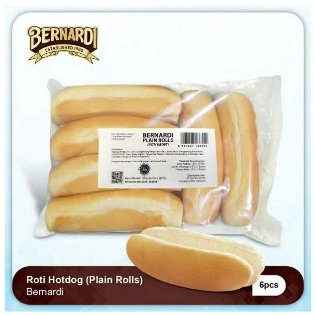 

BERNARDI Plain Roll (CF) Roti Hotdog isi 6 - GOSEND GRAB Only!!!