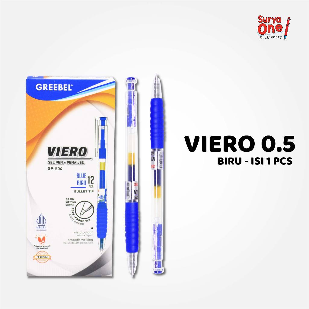 

Bolpoin Gel Greebel Viero Biru GP-504 (1 Pcs) / Pulpen / Pena Gel Suryaone