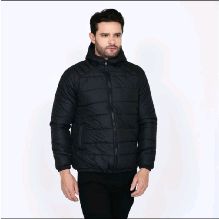 Jacket Outdoor Puffer Gelmbung Hiking Gunung Waterproof Pria Wanita Unisex Hitam Polos TNF
