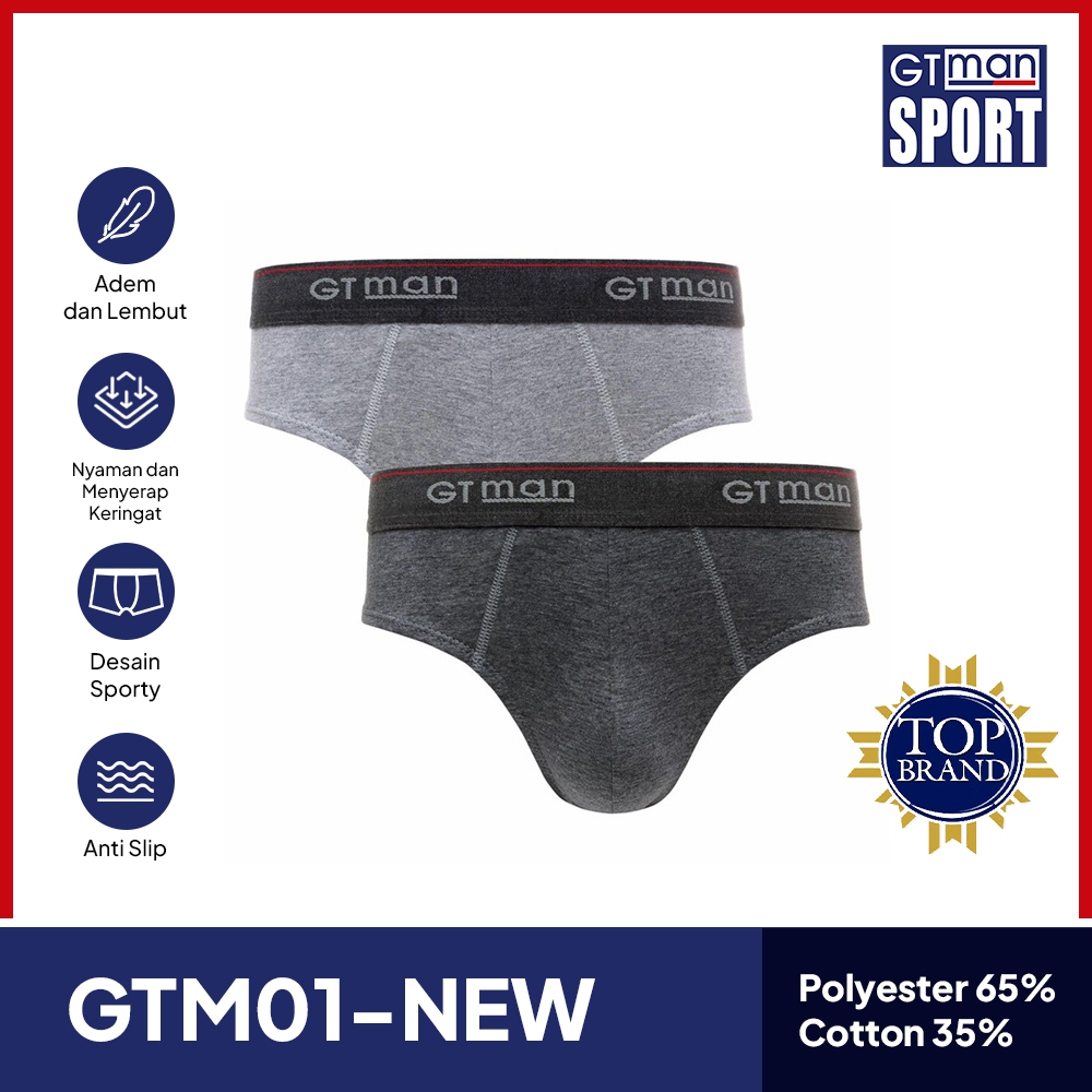 GT Sport Celana Dalam Pria GT MAN GTM01-NEW Isi 2 Pcs - Briefs Misty Men Underwear Anti Slip & Tidak