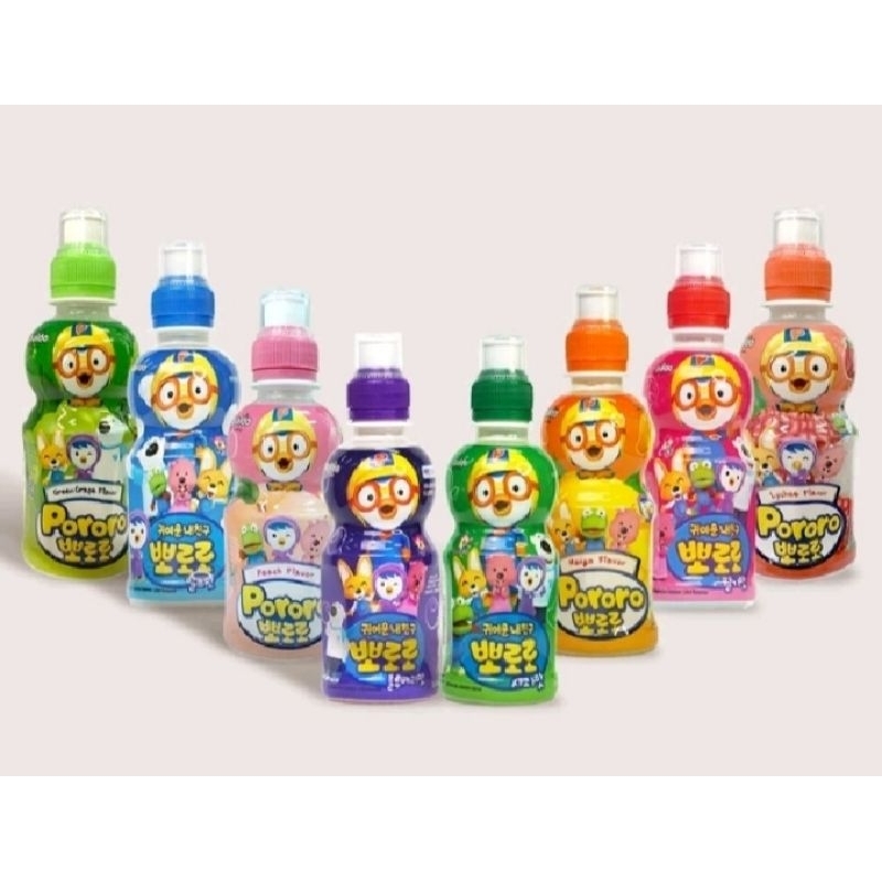 

Pororo Drink 235ml 1 Dus (24 Botol) Minuman Anak Rasa Strawberry/Blueberry/Susu/Mangga/Apel/Lyche/Anggur/Peach