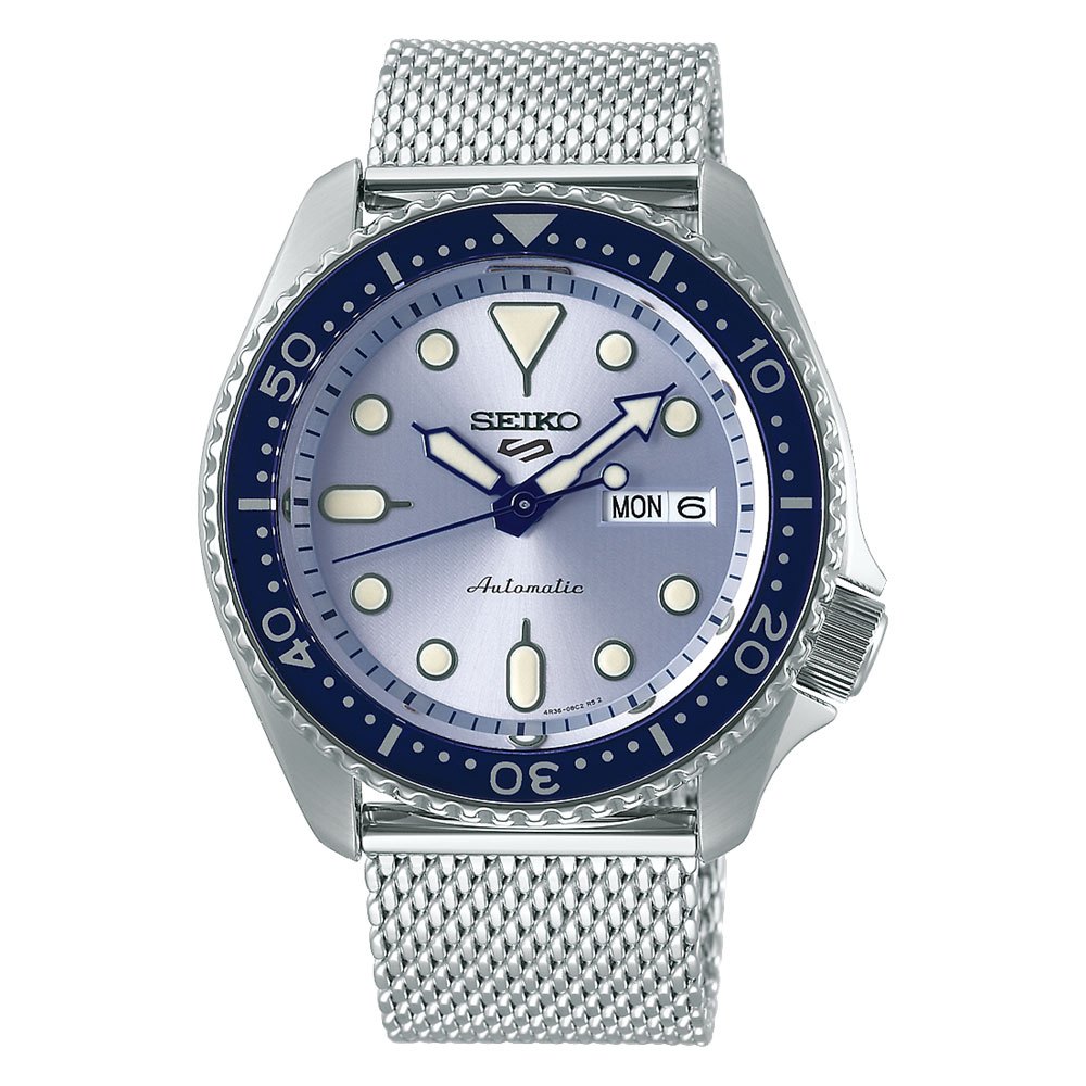 Seiko 5 Sports SRPE77K1 Automatic Light Blue Dial Silver Mesh Strap - Jam Tangan Seiko Original
