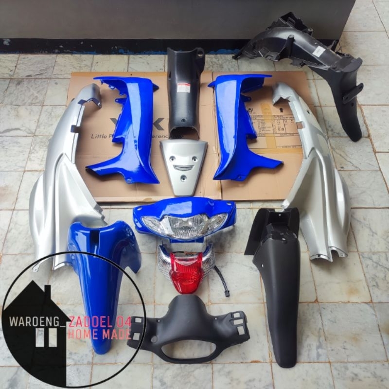 Full Body Halus Kasar+Reflektor Lampu Set Suzuki Smash 110 Lama Biru Silver