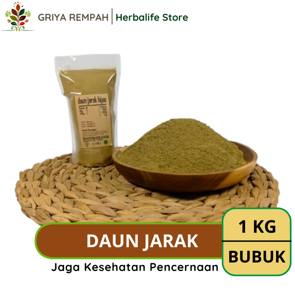 

DAUN JARAK HIJAU BUBUK 1 KG Premium Kaliki Ramuan Rempah Herbal Kering Alami Jamu Tradisional untuk Kesehatan Simplisia Ricinus communis