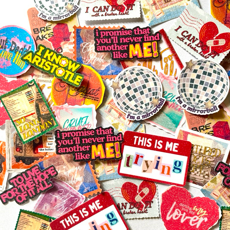 

(MIN. 3 PCS) TAYLOR SWIFT Lyrics Stickers (Glitter Laminated) | Cute & Aesthetic