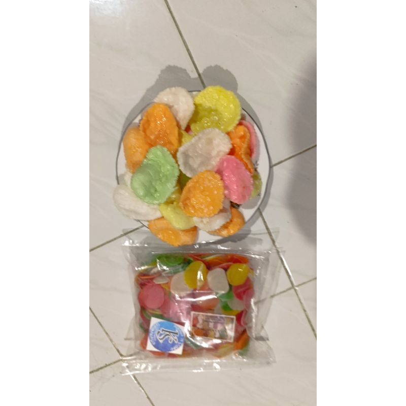 

kerupuk mentah warna warni pelangi berat kemasan 500g