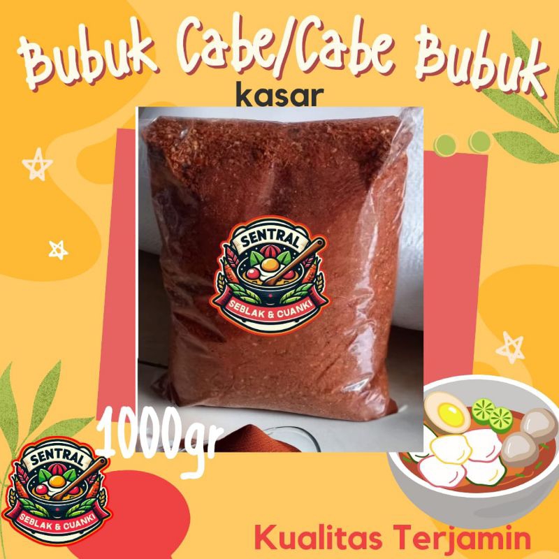 

Cabe Bubuk 1kg (kasar) packing free bubell warp + kardus