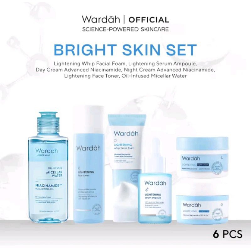 Wardah Lightening Skincare Set 6 PcsWardah Lightening Skincare Set 6 Pcswardah paket skincare solusi