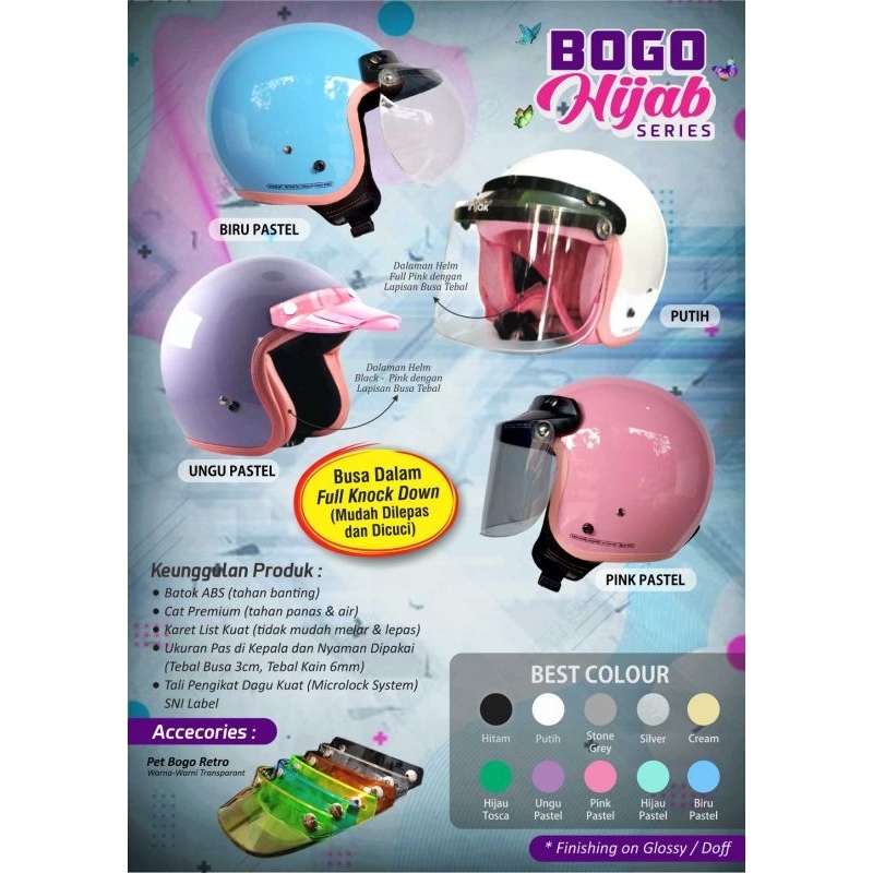 HELM BOGO/HELM HIJAB/HELM DEWASA/HELM WANITA/HELM BOGO PREMIUM