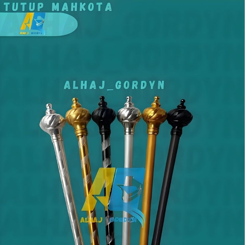 Besi Tongkat Gorden Batang Gorden Fullset Tutup Mahkota Tiang Jendela/Pintu