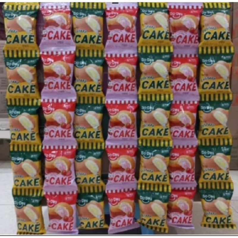 

go day cake custard, strawberry cake