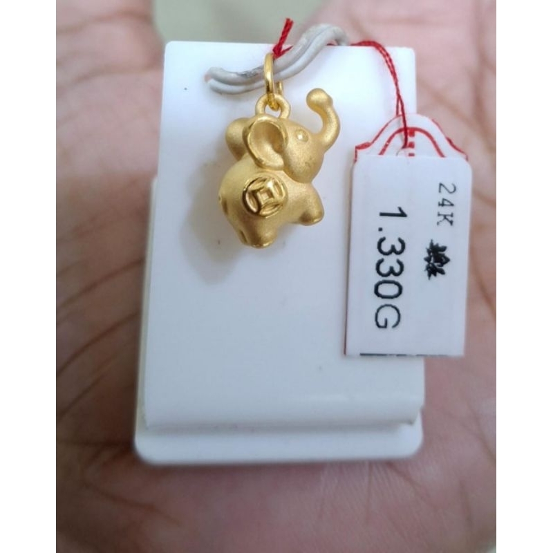 Liontin emas 24k gajah koin