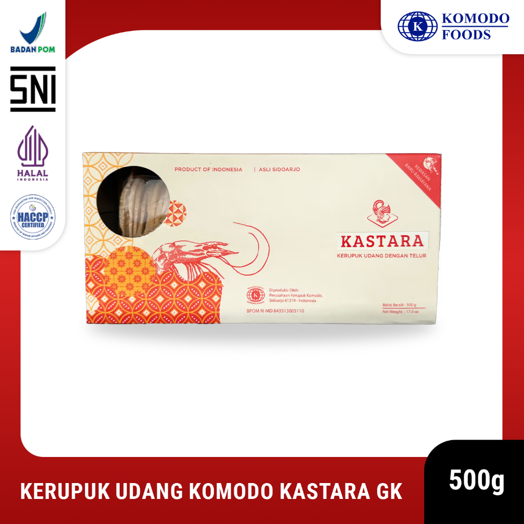 

Kerupuk Udang Komodo Foods Kastara GK (5x8cm) krupuk tradisional Shrimp/Prawn Crackers 500g