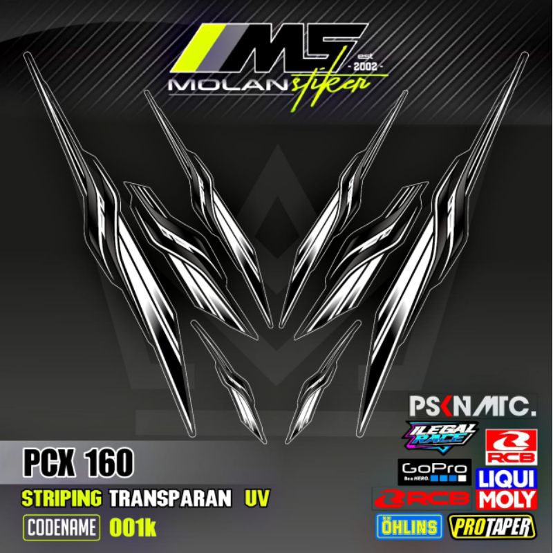 Decal Sticker Striping Variasi Transparan Uv PCX 160 All New Honda PCX 160 2025 PCX 160 2022-2025 PC