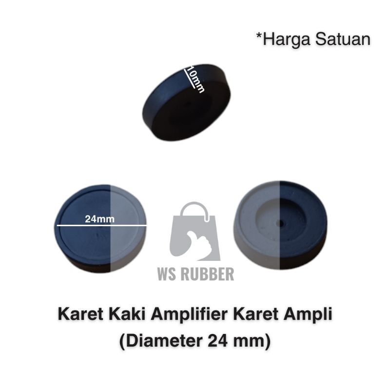 Karet Kaki Rotan Diameter 24mm Karet Bulat Karet Ampli Box Speaker Karet Kaki Amplifier Karet Ampli 