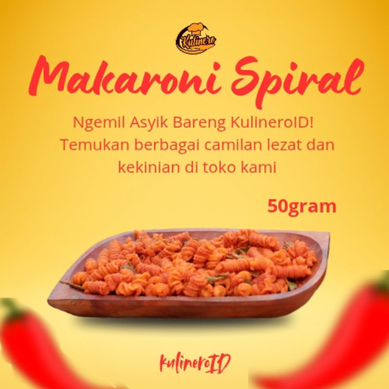 

MAKARONI SPIRAL 50GRAM / MAKARONI SPIRALL / MAKANAN RINGAN KULINEROID