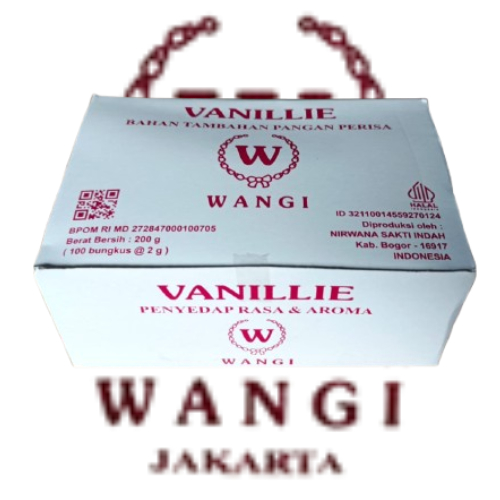 

Bahan tambahan pangan perisa vanili bubuk Vanillie W Wangi per box / pak 200 gr ( 100 sachet @ 20 gr )