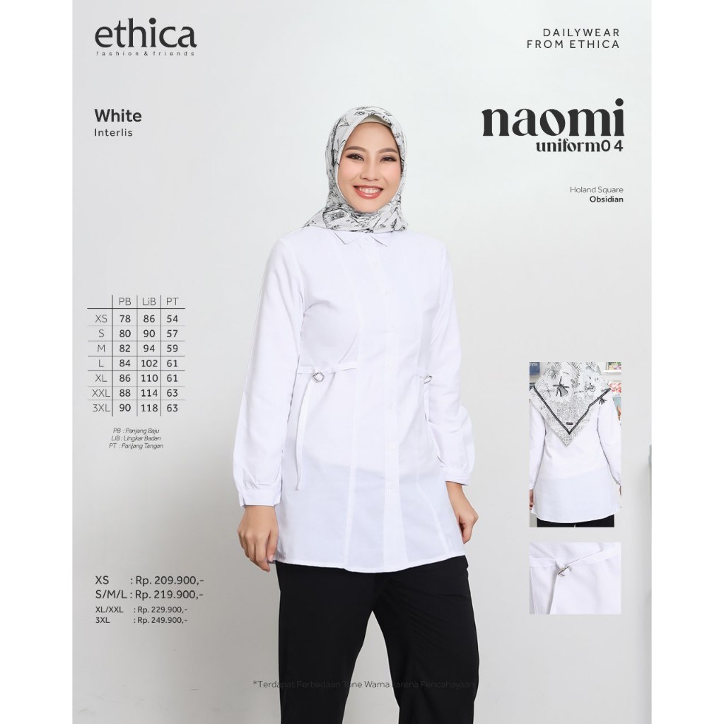 ATASAN PUTIH ETHICA NAOMI UNFORM 04 TUNIK POLOS CASUAL BAHAN INTERLIS
